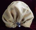 Silk over silk goldhaube for Baroness Esperanza